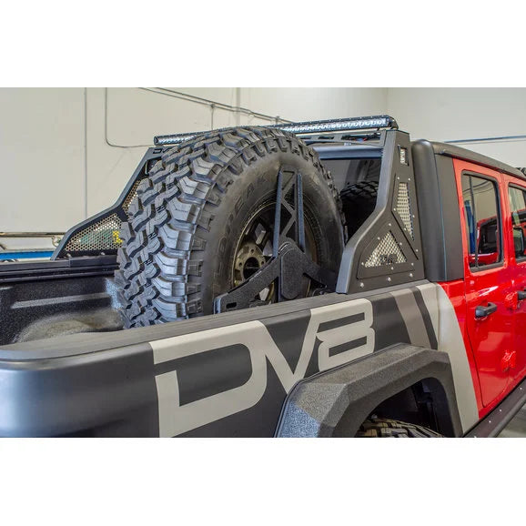 Load image into Gallery viewer, DV8 Offroad TCGL-02 Stand Up In-Bed Tire Carrier for 20-24 Jeep Gladiator JT
