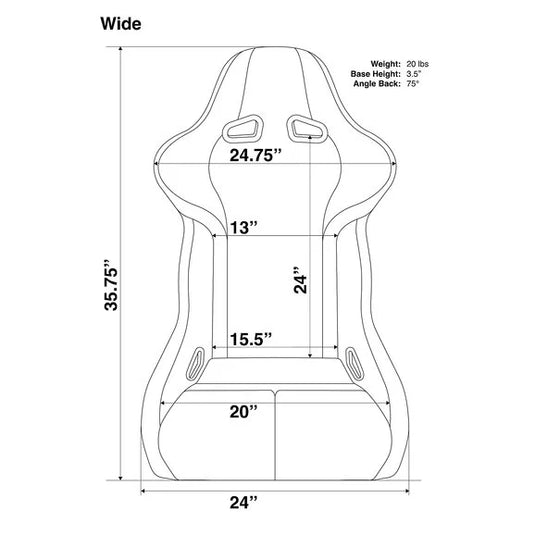 Corbeau 29501W FX1 Wide Fixed Back Racing Seat in Black Cloth