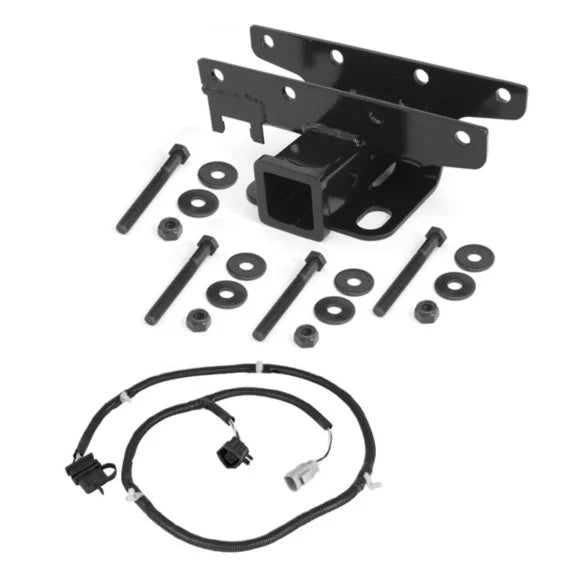 Rugged Ridge 11580.51 Hitch Receiver with Wiring Harness for 07-18 Jeep Wrangler JK with Factory Steel Bumper