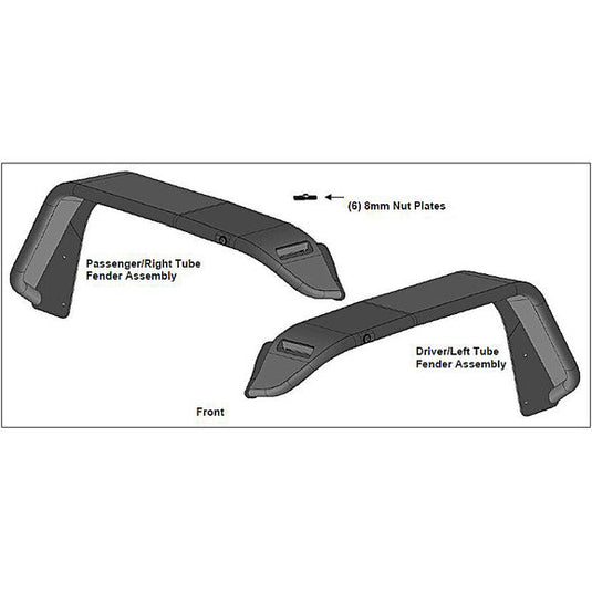 Black Horse Off Road Front & Rear Tubular Fender Flares with Front Inner Fender Liners for 18-24 Jeep Wrangler JL