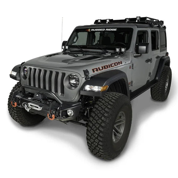 Load image into Gallery viewer, Rugged Ridge 11549.03 Arcus Front Bumper Overrider for 18-24 Jeep Wrangler JL &amp; Gladiator JT
