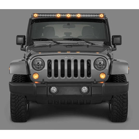 Quadratec J5 LED Light Bar Kit with 6 Bolt Style Windshield Mounting Brackets for 07-18 Jeep Wrangler JK