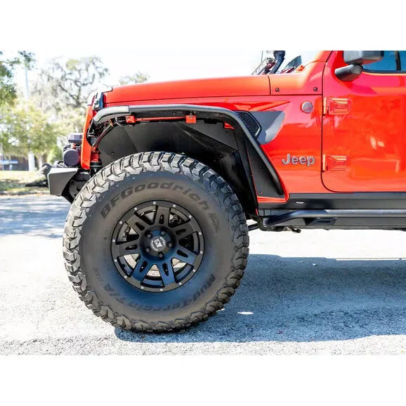 Load image into Gallery viewer, Rugged Ridge 11641.13 Front Metal Max Fender Flare Kit for 18-24 Jeep Wrangler JL and Gladiator JT
