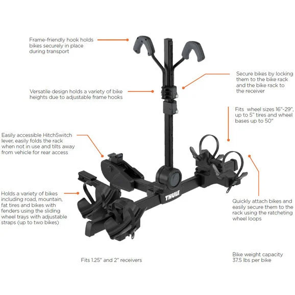 Load image into Gallery viewer, Thule 905402 DoubleTrack Pro XT Platform 2-Bike Rack for 1.25&quot; and 2&quot; Receiver Hitches
