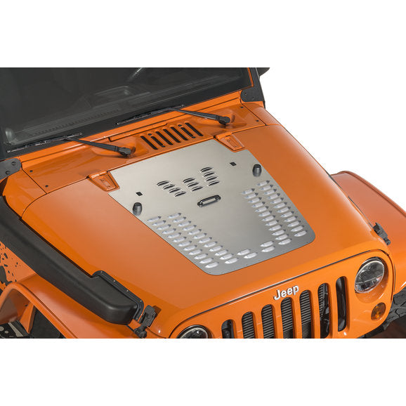 Load image into Gallery viewer, HyLine OffRoad Louvered Hood Panel for 13-18 Jeep Wrangler JK with Dual Washer Nozzles
