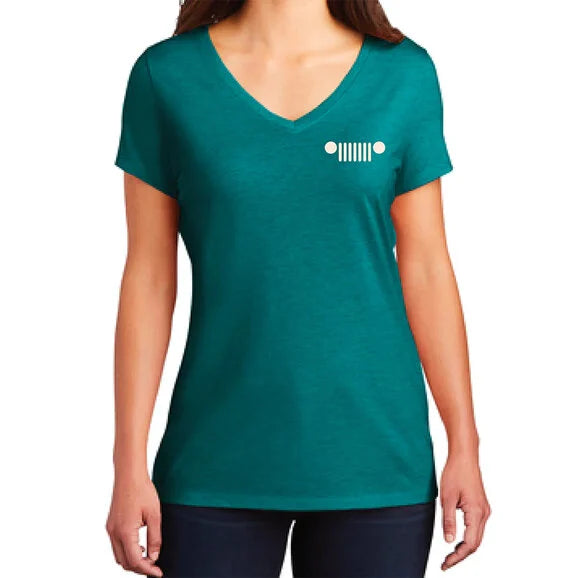 Load image into Gallery viewer, Jeep Merchandise Ladies Jeep V-Neck Live Love Explore in Heather Teal
