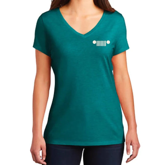 Jeep Merchandise Ladies Jeep V-Neck Live Love Explore in Heather Teal