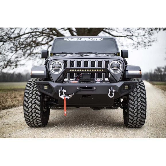 Load image into Gallery viewer, Rough Country 10585 Full Width Front Trail Bumper for 07-24 Jeep Wrangler JK, JL &amp; Gladiator JT
