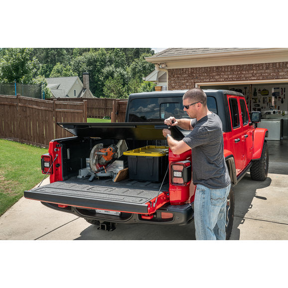 Load image into Gallery viewer, Rugged Ridge 13550.24 Armis Hard Folding Bed Cover with LINE-X for 20-21 Jeep Gladiator JT
