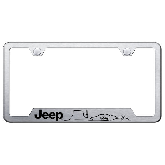 Load image into Gallery viewer, Automotive Gold Laser Etched Stainless Jeep Desert License Plate Frame
