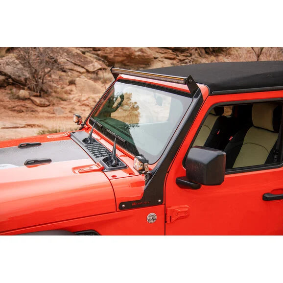 Load image into Gallery viewer, Quadratec Windshield Light Bar Brackets w/ A-Pillar Light Mounts for 18-24 Jeep Wrangler JL &amp; Gladiator JT
