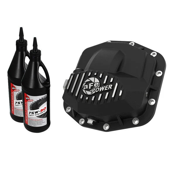 Load image into Gallery viewer, aFe Power 46-71031B Front Differential Cover in Black Finish w/ Gear Oil for 18-24 Jeep Wrangler JL &amp; Gladiator JT with Dana 44 Rubicon Front Axle
