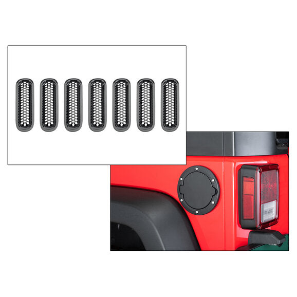 TACTIK Snap-In Grille Inserts with Billet Aluminum Fuel Door for 07-18 Jeep Wrangler JK