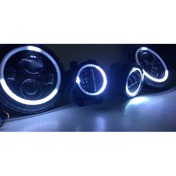 Load image into Gallery viewer, Quake LED QTE781 Tempest Halo RGB 7&quot; LED Headlights with 4&quot; HD Fog Lights for 07-18 Jeep Wrangler JK
