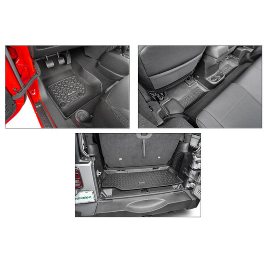 Quadratec Tru-Fit® Floor Liner Triple Combo for 07-18 Jeep Wrangler JK 2-Door