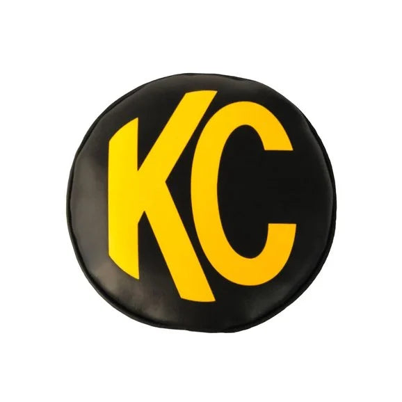 Load image into Gallery viewer, KC HiLiTES 5102 6&quot; Vinyl Covers in Black with Yellow KC Logo
