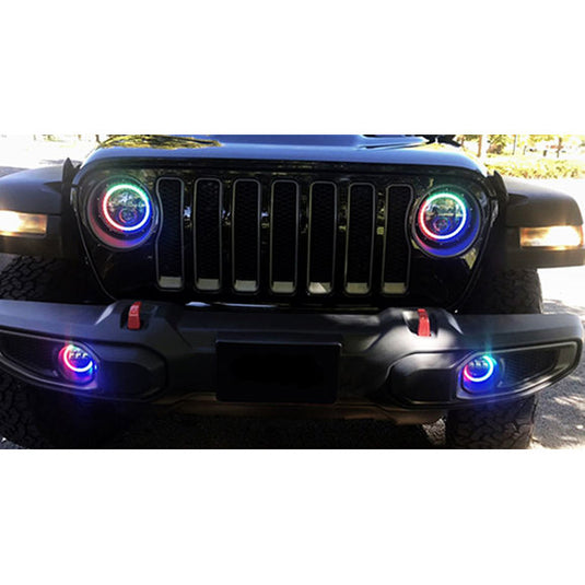 Quake LED QTE916 RGB 4" HD Fog Light Pair for 18-24 Jeep Wrangler JL & Gladiator JT