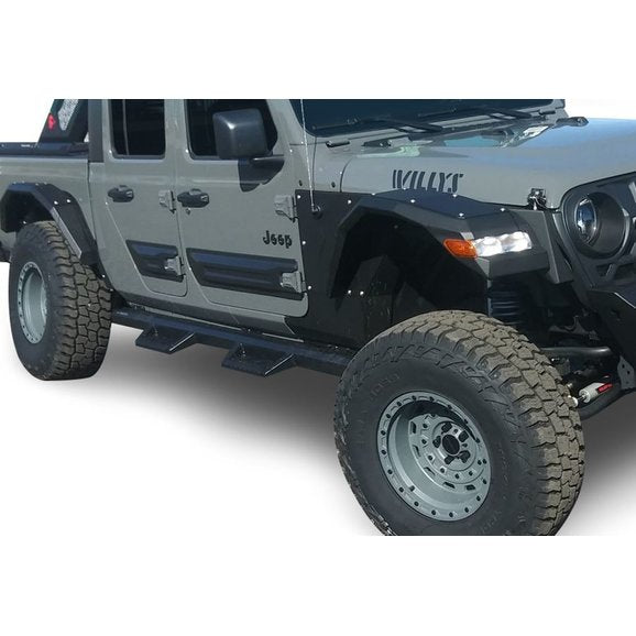 Black Horse Off Road Impact Heavy Duty Drop Side Steps in Black for 20-24 Jeep Gladiator JT