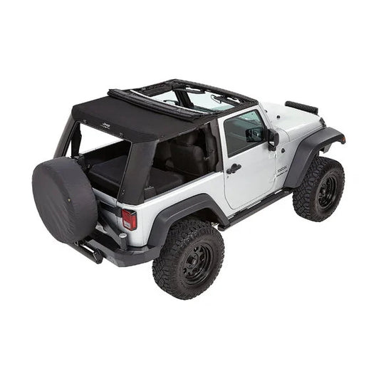 Bestop 5446217 Jeep Logo Trektop Pro Soft Top in Black Twill for 07-18 Jeep Wrangler JK 2-Door