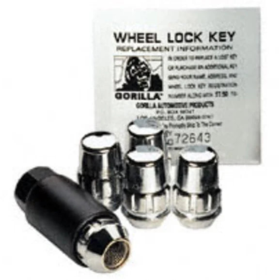 Gorilla Automotive 71681NB5 Gorilla High Security Wheel Lock Set in Chrome for 76-91 Jeep CJ-5, CJ-7, CJ-8 Scrambler & Wrangler YJ