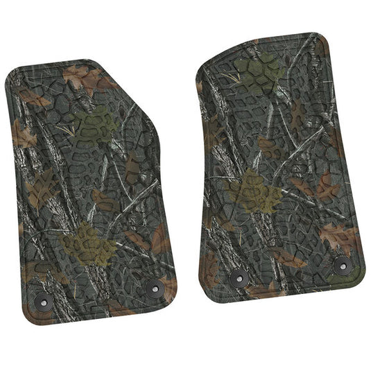 FlexTread Tire Tread/Scorched Earth Scene Front Floor Liners for 18-24 Jeep Wrangler JL & Gladiator JT