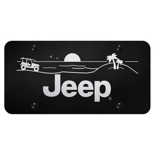 Automotive Gold Laser Etched Jeep Beach License Plate