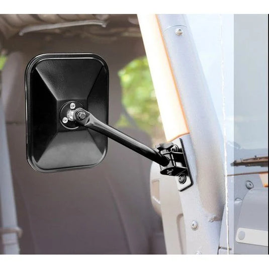 Rugged Ridge 11025.13 Rectangular Quick Mirror in Black for 97-18 Jeep TJ, JK & Unlimited