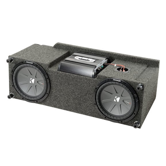 Load image into Gallery viewer, Quadratec Custom Rear Dual Subwoofer Kit with 10&quot; Kicker CompVR Subwoofers for 87-06 Jeep Wrangler YJ &amp; TJ
