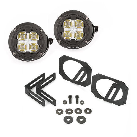 Rugged Ridge 11232.17 Dual Round LED Light Mount Kit for 07-18 Jeep Wrangler JK