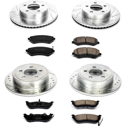 Power Stop K2162 Front & Rear Z23 Evolution Sport Performance 1-Click Brake Kit for 03-07 Jeep Liberty KJ