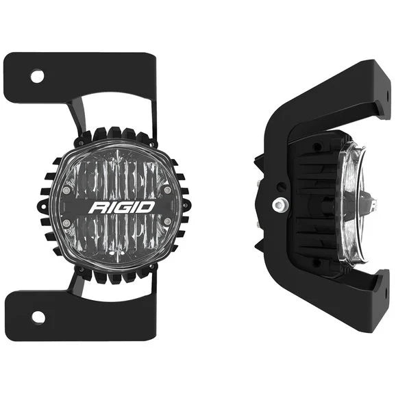 Load image into Gallery viewer, Rigid Industries SAE Round Fog Light &amp; Mount Kit for 18-20 Jeep Wrangler JL &amp; Gladiator JT Rubicon with 3-Piece Steel Bumper
