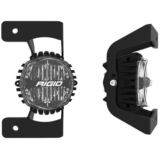 Rigid Industries SAE Round Fog Light & Mount Kit for 18-20 Jeep Wrangler JL & Gladiator JT Rubicon with 3-Piece Steel Bumper