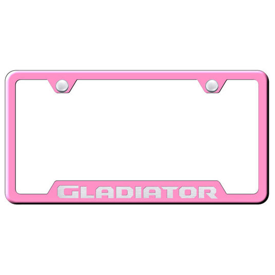 Automotive Gold Laser Etched Stainless Gladiator Cut-Out License Plate Frame