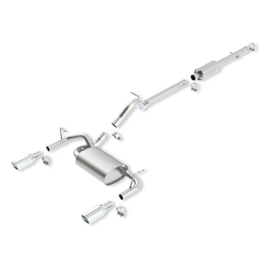 Borla 140459 T-304 Stainless Steel Cat-Back Split Rear Exhaust for 12-18 Jeep Wrangler Unlimited JK 4 Door with 3.6L