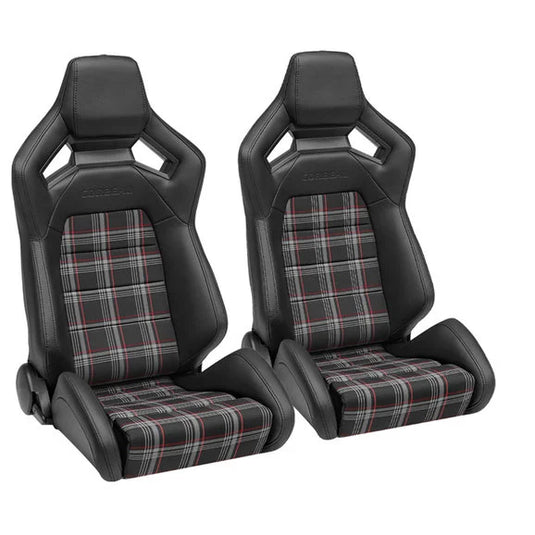 Corbeau Plaid Sportline RRX Reclining Seat Pair for 76-18 Jeep CJ-7, Wrangler YJ, TJ, JK & Unlimited