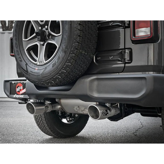 aFe Power Rebel Series 2.5" 409 Stainless Dual Outlet Cat-Back Exhaust System for 18-24 Jeep Wrangler JL with 3.6L