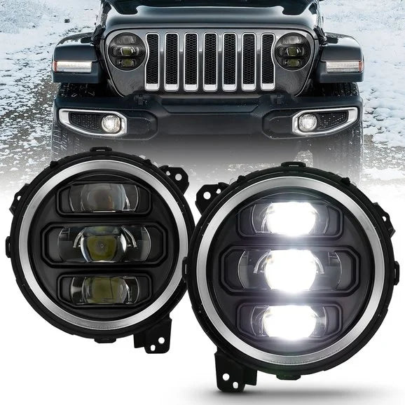 Load image into Gallery viewer, Anzo USA 111466 Full LED Projector Headlights in Black for 18-24 Jeep Wrangler JL &amp; Gladiator JT
