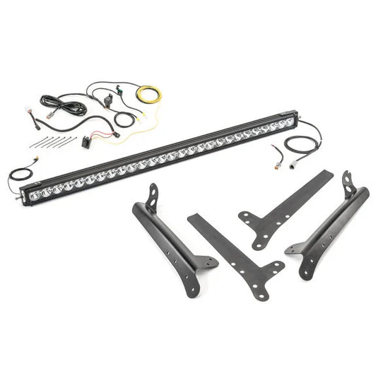 Quadratec J5 LED Light Bar Kit with 6 Bolt Style Windshield Mounting Brackets for 07-18 Jeep Wrangler JK