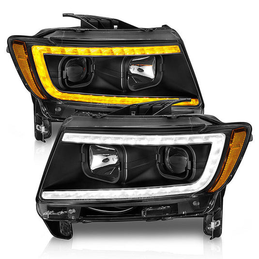 Anzo USA Projector Switchback Plank Style Headlights for 11-13 Jeep Grand Cherokee WK2