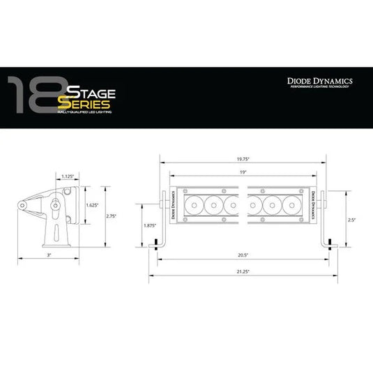 Diode Dynamics 18" Stage Series Straight LED Light Bar Single Row