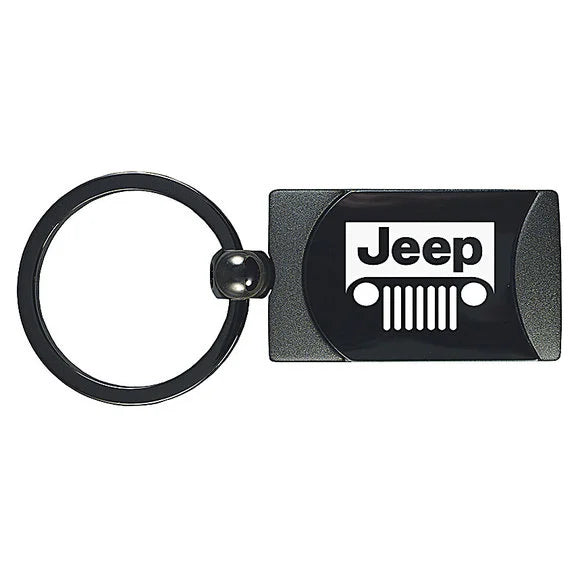 Automotive Gold KC1060.JEEG.GM Jeep Grill Logo Rectangular Keychain in Two Toned Gunmetal Finish