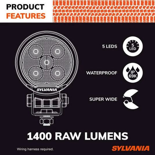 Sylvania RGRND3INFL.BX2 Rugged 3 Inch LED Pod Round- Flood Light Pair