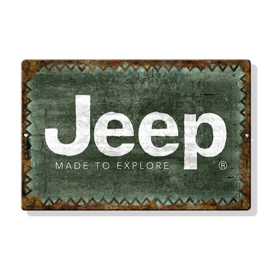 Jeep Merchandise Jeep Made To Explore Metal Sign- 7.5" x 11.5"