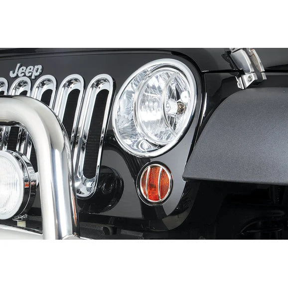 Rugged Ridge 13311.20 Chrome Headlight Trim Set for 07-18 Jeep Wrangler JK