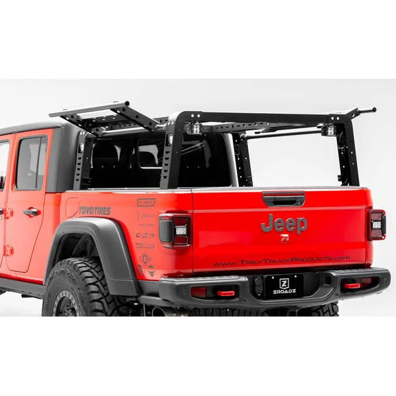 ZROADZ Z834101 Overland Access Rack With Side Gates & (4) 3 Inch ZROADZ LED Pod Lights for 20-21 Jeep Gladiator JT