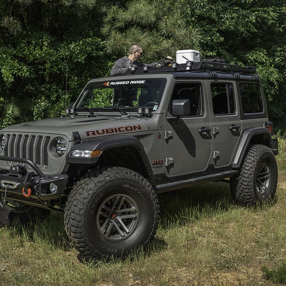 Load image into Gallery viewer, Rugged Ridge 11703.04 Roof Rack with Basket for 18-24 Jeep Wrangler JL Unlimited
