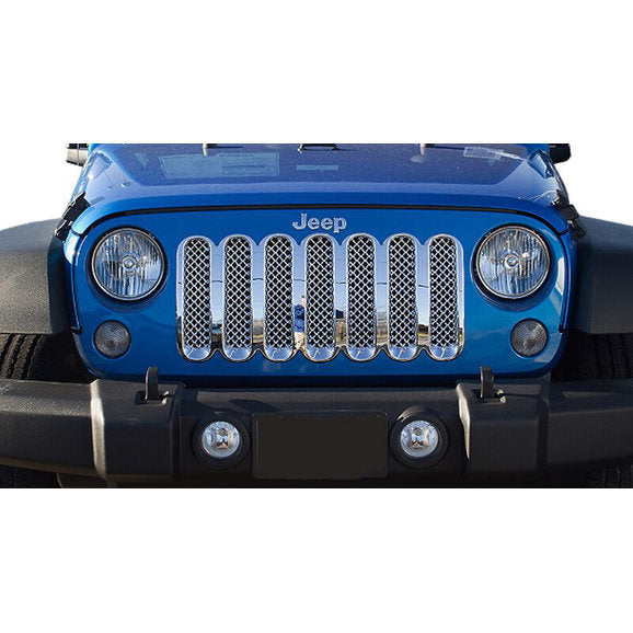 Black Horse Off Road 1-Piece Chrome Mesh Grille Insert for 07-18 Jeep Wrangler JK