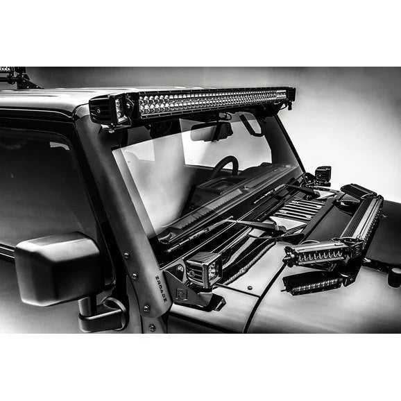 Load image into Gallery viewer, ZROADZ Z344813-KIT Hood Hinge LED Kit with 20&quot; Light Bar &amp; 6&quot; LED Single Row Slim Light Bar-Pair for 07-18 Jeep Wrangler JK
