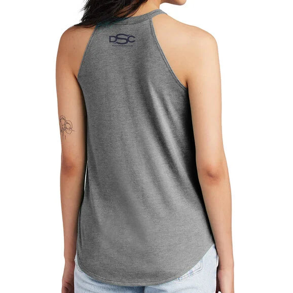 Load image into Gallery viewer, Jeep Merchandise Ladies Jeep Flag Grille Rocker Tank Top in Grey Triblend
