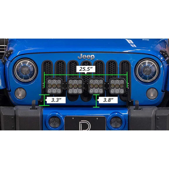 Load image into Gallery viewer, Diode Dynamics DD7272 SS5 4-Pod CrossLink Grille Lightbar Kit Pro White Combo for 07-18 Jeep Wrangler JK
